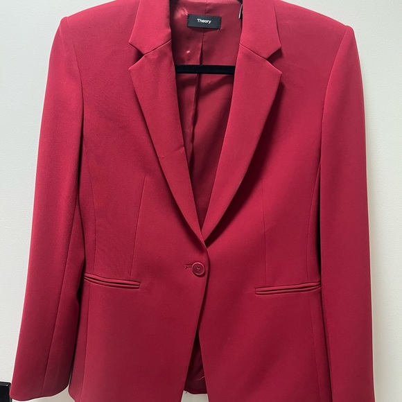 Theory Crepe Power Jacket in Bright Raspberry, size 4 - Picture 6 of 11
